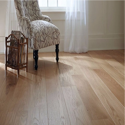 Light oak wood flooring with a glossy finish