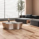 Modern lounge with light oak hardwood flooring