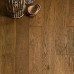 Overhead view of rustic oak wood floor planks